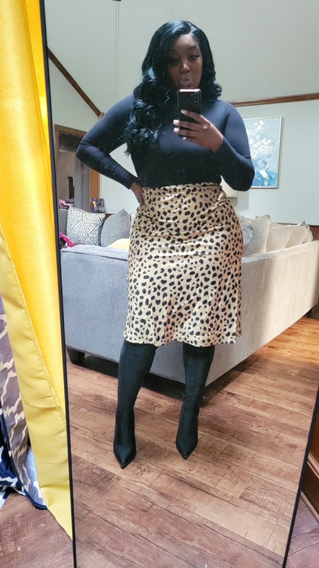 "Big Purr" Satin Skirt