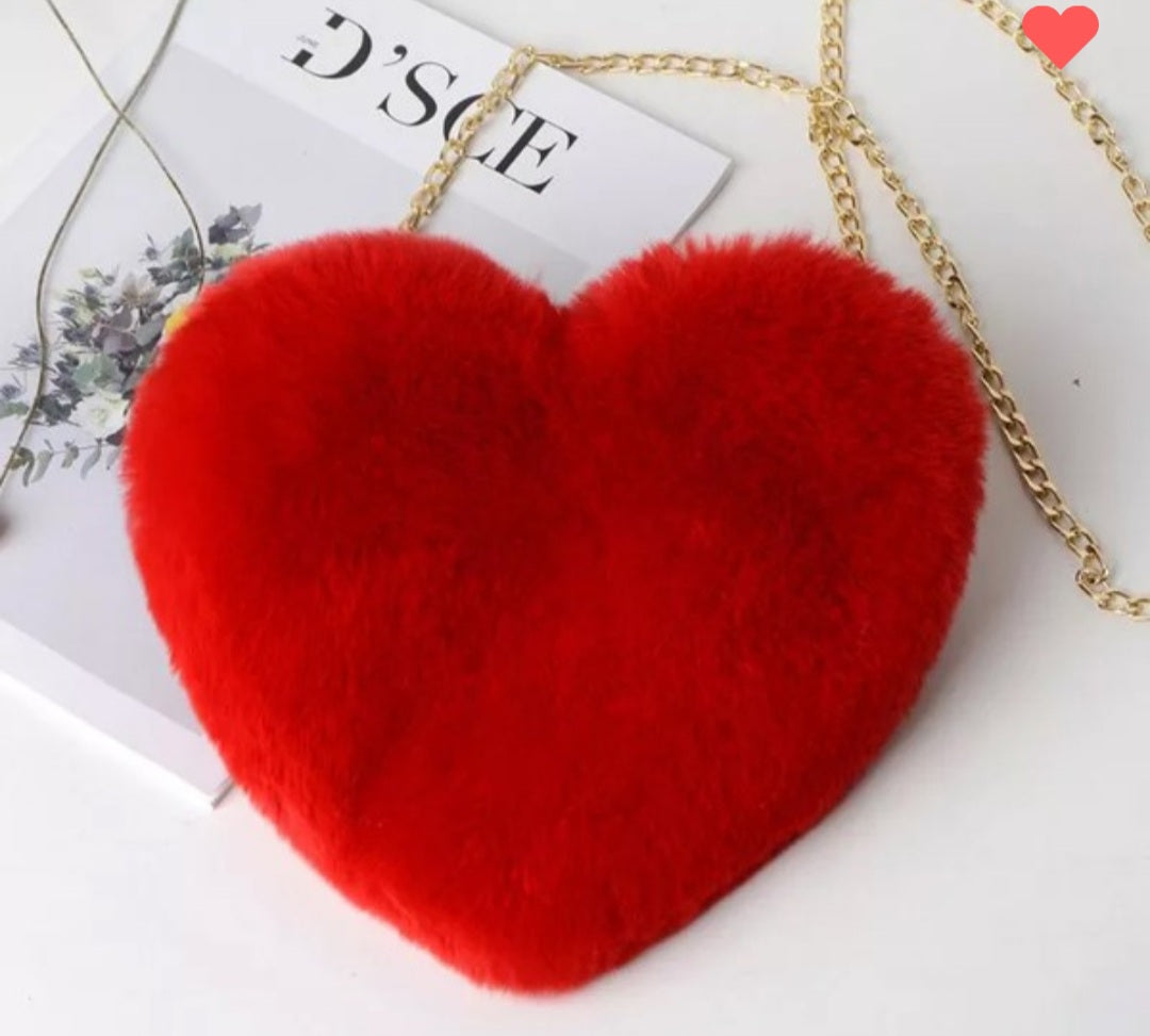 Faux Fur Heart Purse