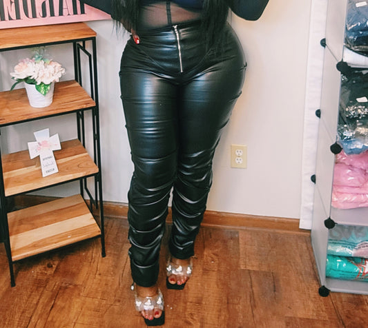 Stacked Faux Leather Pants